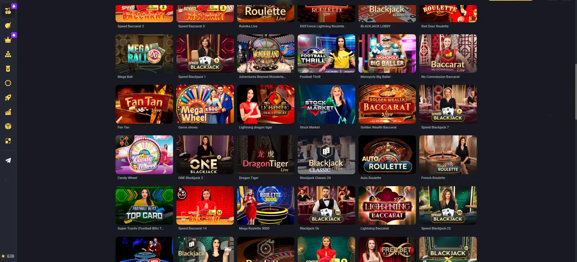 Интерфейс игрового зала Парадайз казино